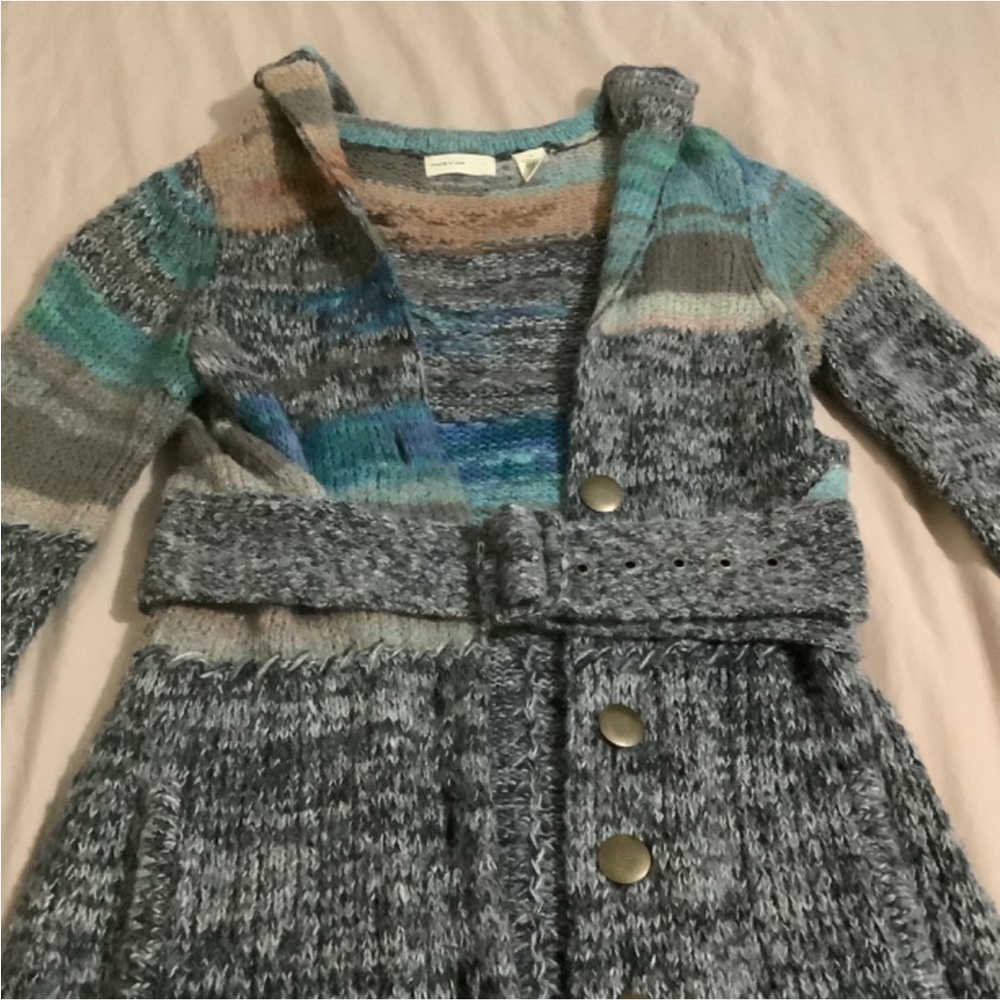 Anthropologie Multicolor Knit Cardigan Lying On Snow Cardigan size M